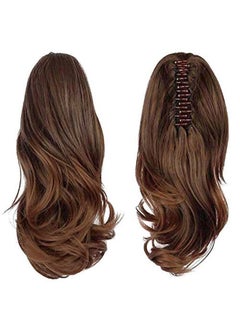 SOFEIYAN 13" Ponytail Extension Long Curly Ponytail Clip in Claw Hair Extension Natural Looking Synthetic Hairpiece for Women, Auburn Mix  - Image 2