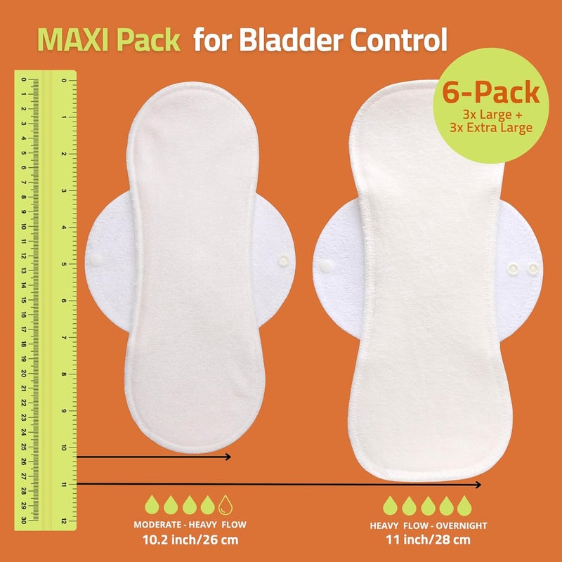 Natissy NonSlip Reusable Incontinence Pads for Bladder Control LXL 6Pack High Temp Washable Organic Cotton Cloth Pads with Quick Absorption  Odor Control Soft  NonIrritating for Sensitive Skin - Image 2