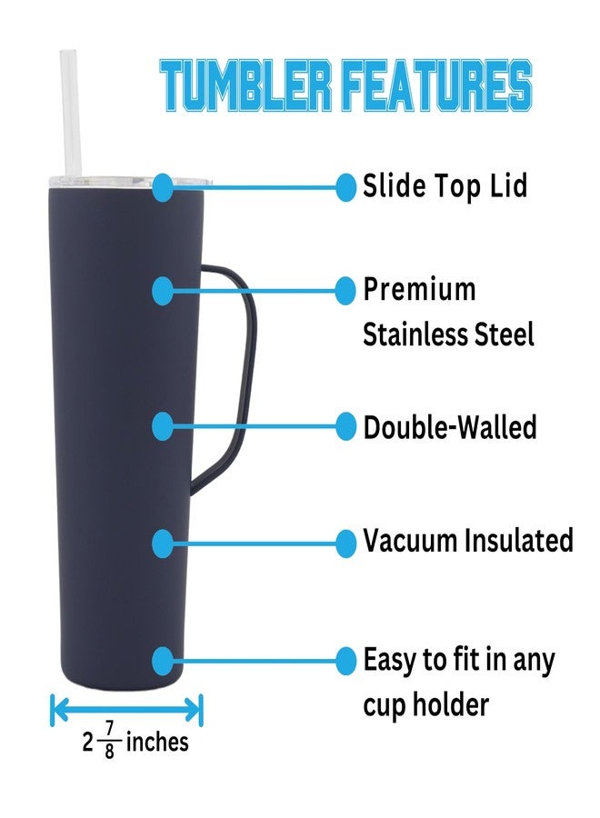 Decorvo NCAA 20 oz. Stainless Steel Tumbler with Handle - Officially Licensed Double Walled Insulated Roadie with Slide Lid and Straw (Michigan Logo - Navy) - Image 5