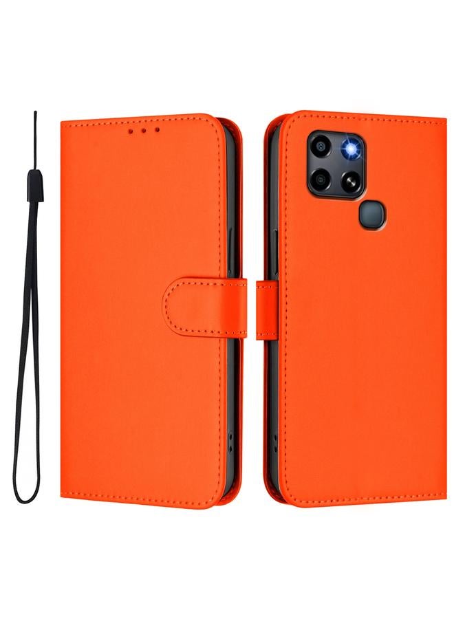 زبون جراب لهاتف Infinix Smart 6 / 6 Plus مصنوع من الجلد بلون سادة مع حبل - Image 2