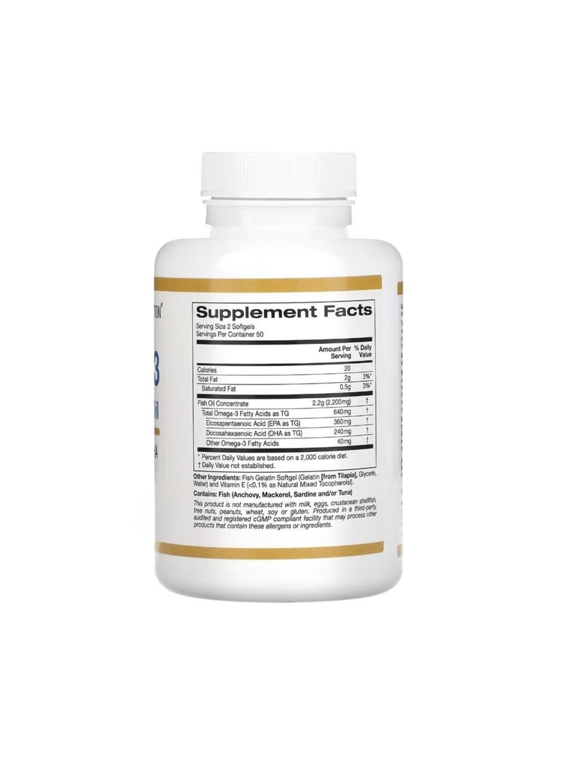 California Gold Nutrition Omega-3 With Premium Fish Oil - 100 Softgels  - Image 2