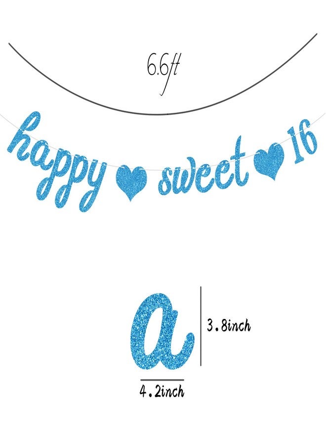 Hotmoon Blue Glitter Happy Sweet 16 Banner-Happy 16th Birthday/Anniversary Party Supplies - Time to Adult Birthday/Anniversary Party Decoration - Image 5