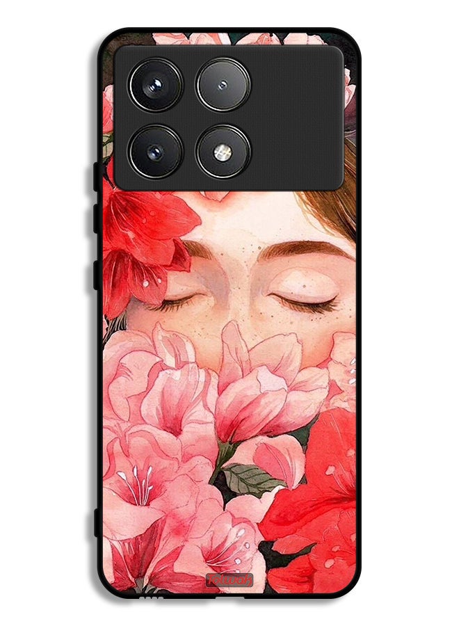 Tolwak Xiaomi Redmi K70 Pro Protective Case Cover Girl Face Hide In Flowers Art - Image 1