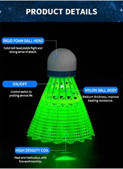 GROIC LED Badminton Shuttlecocks Dark Night Glow Birdies Lighting for Outdoor & Indoor Sports Activities, LED Nylon Shuttlecocks for Night (Nylon 6 pcs)  - Image 3