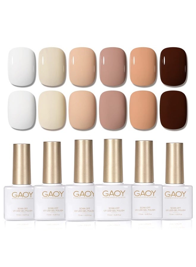 GAOY Nude Gel Polish Set, 6 Neutral Colors Gel Nail Kit for Nail Art DIY Manicure and Pedicure at Home - Image 1