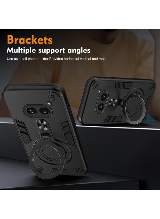 اس-توب جراب لهاتف Nothing Phone 2a مع حلقة معدنية وحامل دوار 360 درجة، جراب هاتف هجين من مادة TPU من PC - Image 3