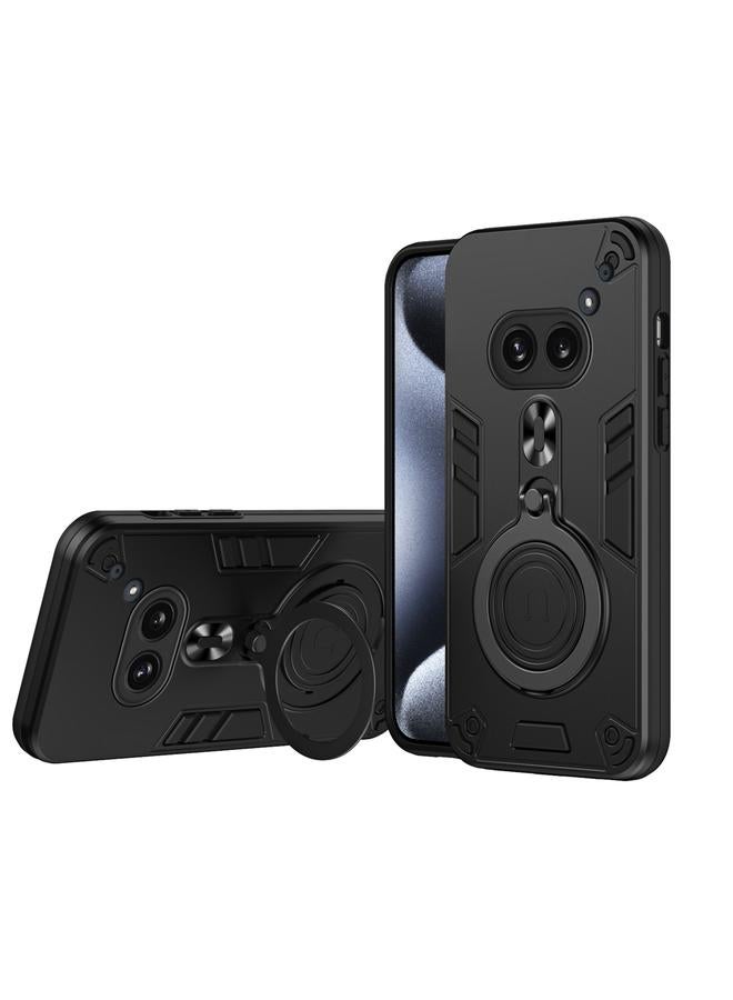 اس-توب جراب لهاتف Nothing Phone 2a مع حلقة معدنية وحامل دوار 360 درجة، جراب هاتف هجين من مادة TPU من PC - Image 1