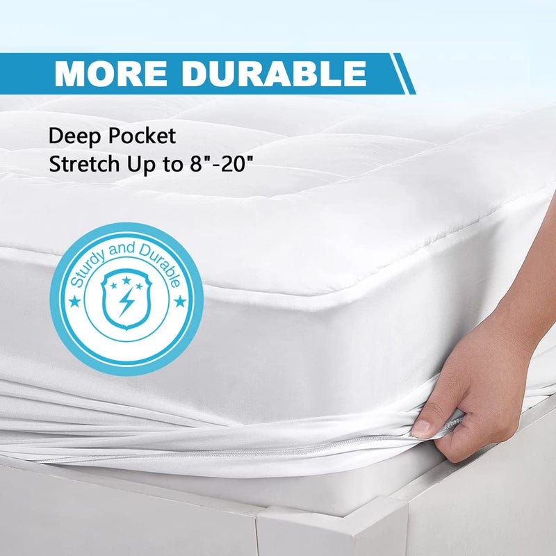 oaskys Twin XL Mattress Pad Cover Pillow Top with Stretches to 18â€ Deep Pocket Fits Up to 8â€-21â€ Cooling White Bed Topper (Down Alternative, Twin XL Size) - Image 5