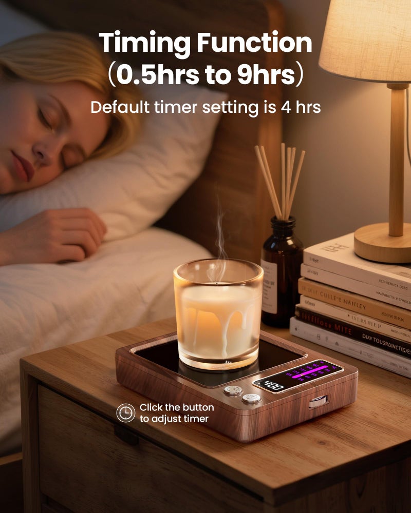Gaiatop Coffee Mug Warmer, 36W Fast Heating, 5 Temp Settings, 0.5-9H Timer, for Water Milk Tea Cocoa, Smart Candle Warmer, Ideal Gifts for Family, Mom, Fits Most Cups - Wood - Image 4