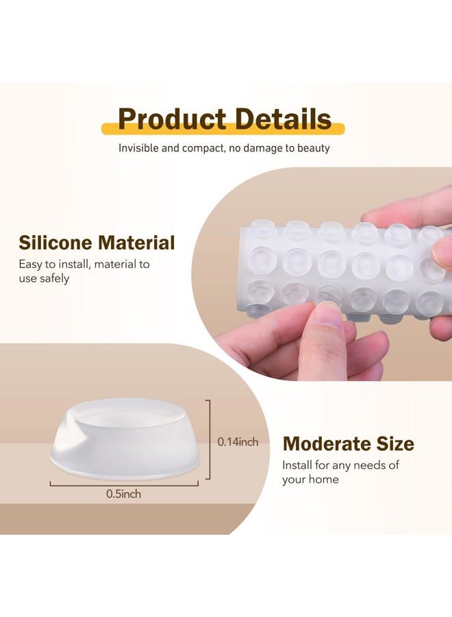 QUEENTI Silicone 160 Pcs Cabinet Door Bumpers Round, 1/2" Diameter Self Adhesive Clear Cupboard Door Drawer Bumpers for Kitchen Cabinets Cutting Boards Picture Frames - Image 2