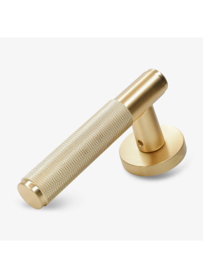 CINCINNO Vires Premium Anti-Rust Brass Door Handle Pair – Durable & Stylish for Home & Office, UV Protection, 2-Year Color & 5-Year Mechanical Warranty, Salt Spray Tested (Brushed Natural Brass)  - Image 2