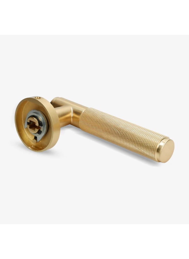 CINCINNO Vires Premium Anti-Rust Brass Door Handle Pair – Durable & Stylish for Home & Office, UV Protection, 2-Year Color & 5-Year Mechanical Warranty, Salt Spray Tested (Brushed Natural Brass)  - Image 4