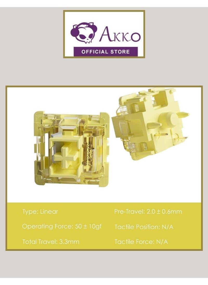 AKKO - Akko V3 Pro Cream Yellow Mechanical Keyboard Switch, Linear Switches, 5 Pin 50gf RGB LED Slot, Transparent Cover, MX Key Switches for DIY Kit/Gamer Barebones Keyboard (45 Pcs) - Image 1