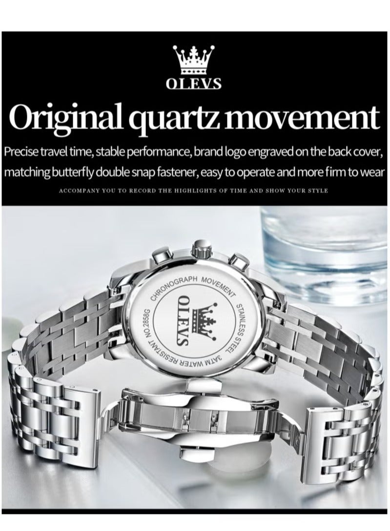 OLEVS Watches For Men Stainless Steel Quartz Water Resistant Watch 2858 - Image 5