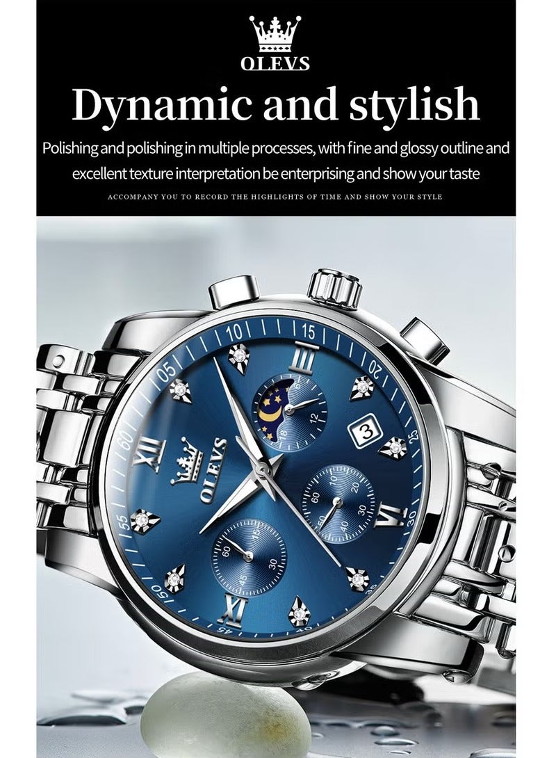 OLEVS Watches For Men Stainless Steel Quartz Water Resistant Watch 2858 - Image 4