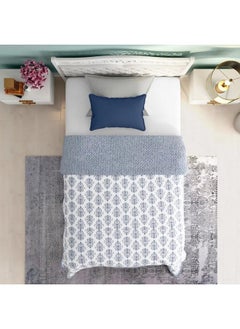 Wakefit Wakefit Blanket | 110 GSM | Blanket Single Bed, Dohar Single Bed Cotton, Dohar, Quilt for Single Bed, AC Blanket Single Bed, Quilt, Diwali Gifts, Reversible (Susane Blue : 90 x 56 inch - Pack of 1)| TC - 210  - Image 4