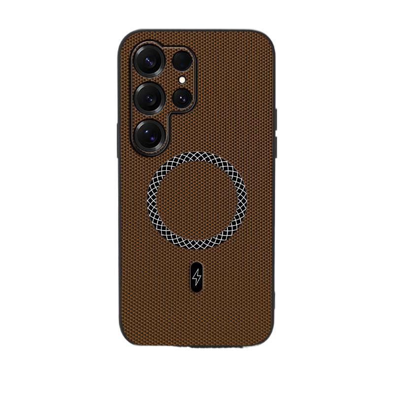 MagSafe Case | Drop Protection | Gold | Leather Texture | Strong Magnetic | Shockproof Cover for Samsung Galaxy S24 Plus - Image 1