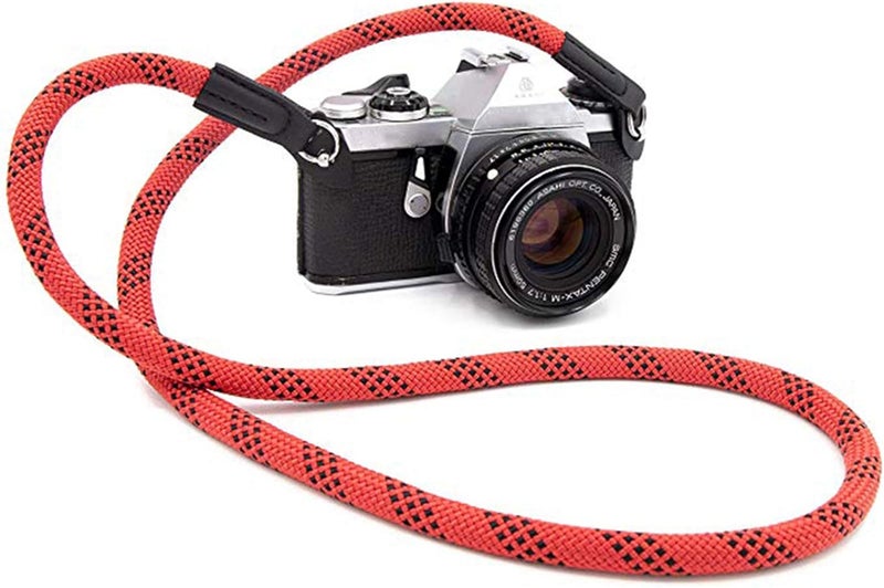 Eorefo Camera Strap Vintage 100cm Nylon Climbing Rope Camera Neck Shoulder Strap for Micro Single and DSLR Camera.(Red/Black) - Image 2