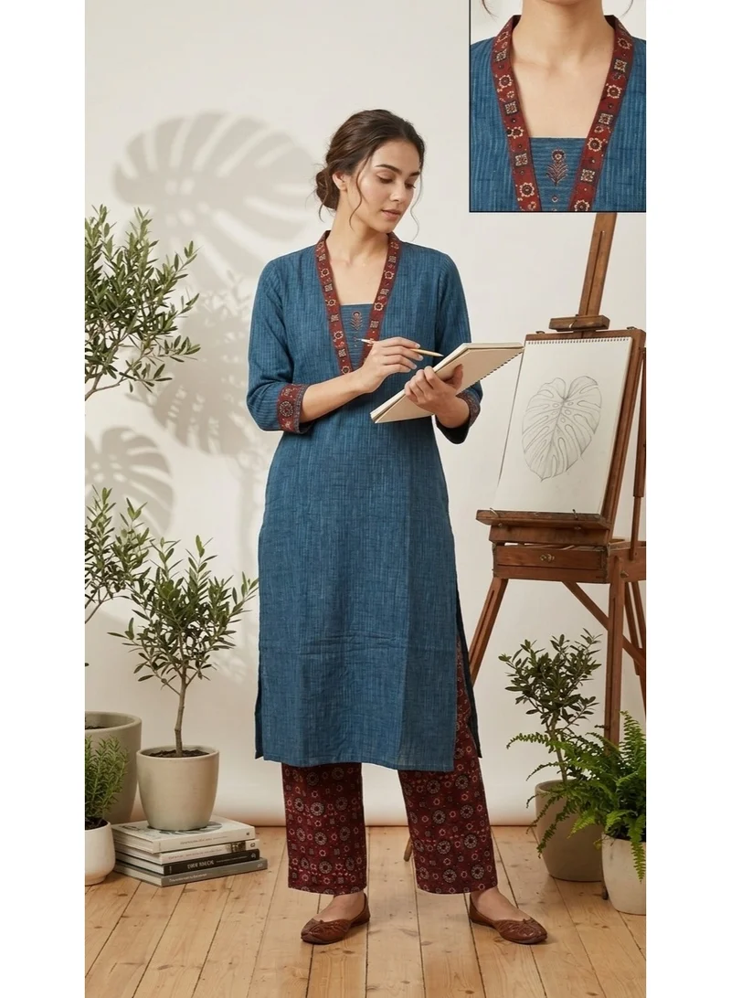 THUGFIT  BLUE AND RED SALWAR SET COTTON COMFY WEAR for Women | Best Price UAE