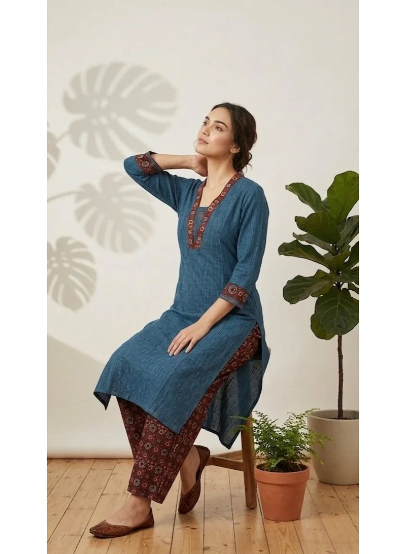 THUGFIT  BLUE AND RED SALWAR SET COTTON COMFY WEAR for Women | Best Price UAE