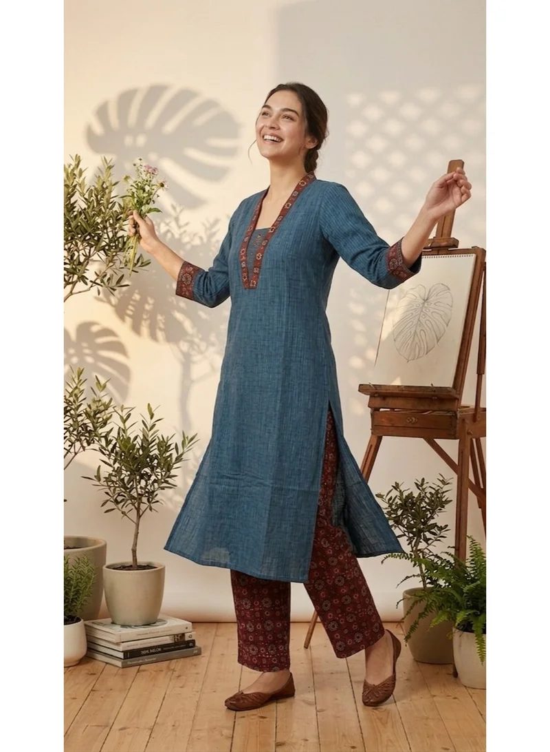 THUGFIT  BLUE AND RED SALWAR SET COTTON COMFY WEAR for Women | Best Price UAE