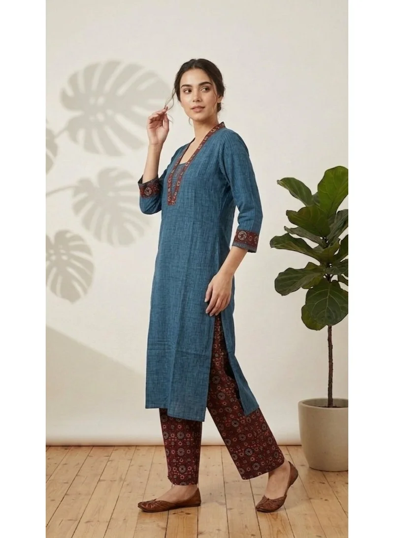 THUGFIT  BLUE AND RED SALWAR SET COTTON COMFY WEAR for Women | Best Price UAE