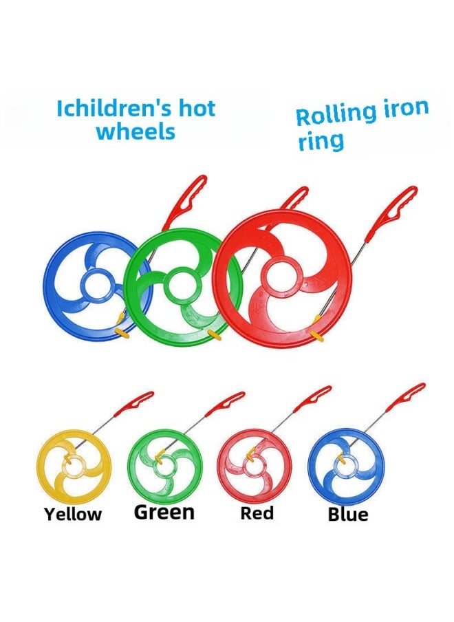 Rolling Iron Ring Plastic Iron Ring Rolling Iron Ring Push Iron Ring 80 S Nostalgic Toy-Color:Red Diameter 30cm (classic Rod)  - Image 2