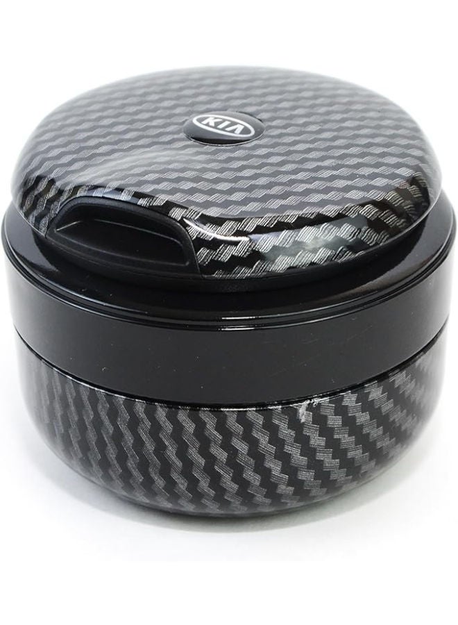 Carbon Car Ashtray with Lid Easy Clean Up with ceramic liner car cup and Blue Led - Kia - Image 1
