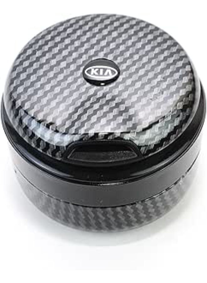 Carbon Car Ashtray with Lid Easy Clean Up with ceramic liner car cup and Blue Led - Kia - Image 2