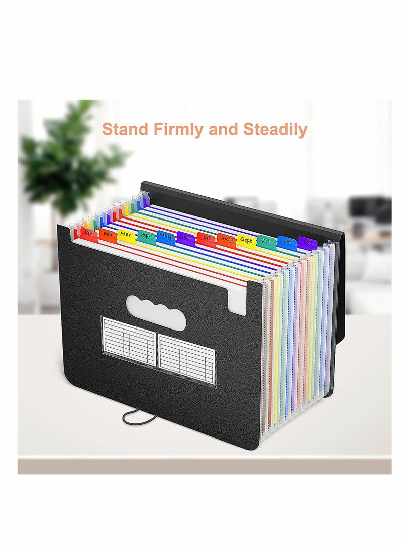 13 Pocket Plastic Expanding File Folder with Cover - Portable Document Organizer for Office, Business, School - A4 Letter Size Filing Box - Image 5