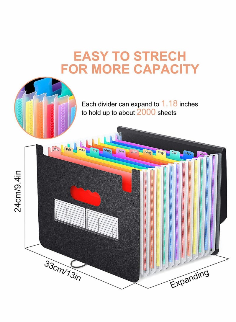 13 Pocket Plastic Expanding File Folder with Cover - Portable Document Organizer for Office, Business, School - A4 Letter Size Filing Box - Image 4