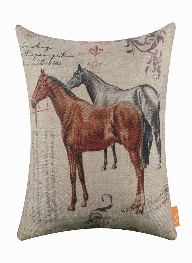 LINKWELL Horse Pillow Cover 18x18, Farmhouse Western Decorative Pillow Cover, Shabby Chic Equestrian Decor Throw Cushion Pillowcase for Sofa Couch CC1456 - Image 1