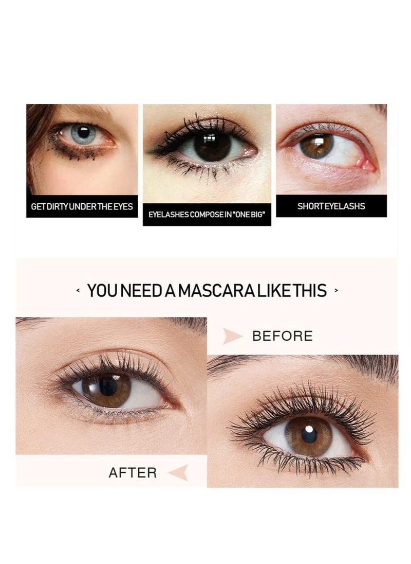Excefore - Double Head Mascara, 2 in 1 Mascara, with Big and Small Brush, for Fine Short Eyelash, Smudge-proof, No Clumping, No Flaking, Waterproof Extra Long Lash Eyelashes, Voluminous Eyelashes - Image 1