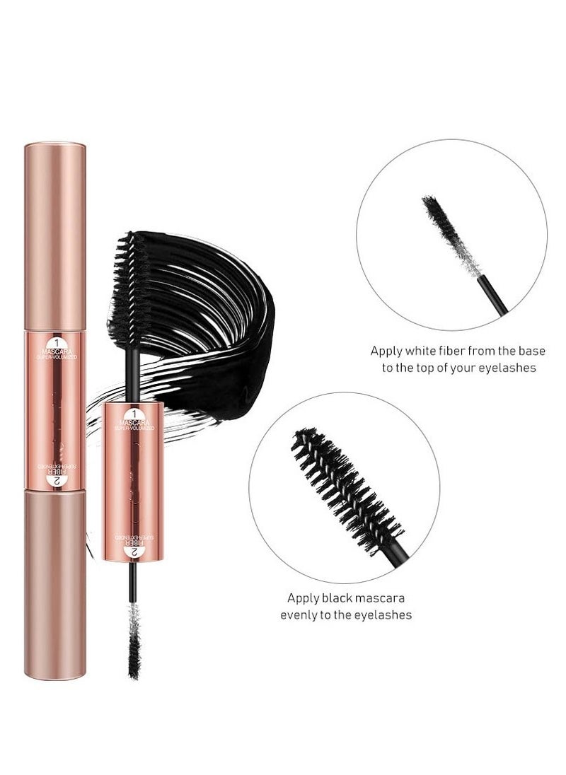 Excefore - Double Head Mascara, 2 in 1 Mascara, with Big and Small Brush, for Fine Short Eyelash, Smudge-proof, No Clumping, No Flaking, Waterproof Extra Long Lash Eyelashes, Voluminous Eyelashes - Image 1