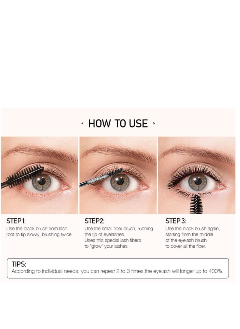 Excefore - Double Head Mascara, 2 in 1 Mascara, with Big and Small Brush, for Fine Short Eyelash, Smudge-proof, No Clumping, No Flaking, Waterproof Extra Long Lash Eyelashes, Voluminous Eyelashes - Image 1