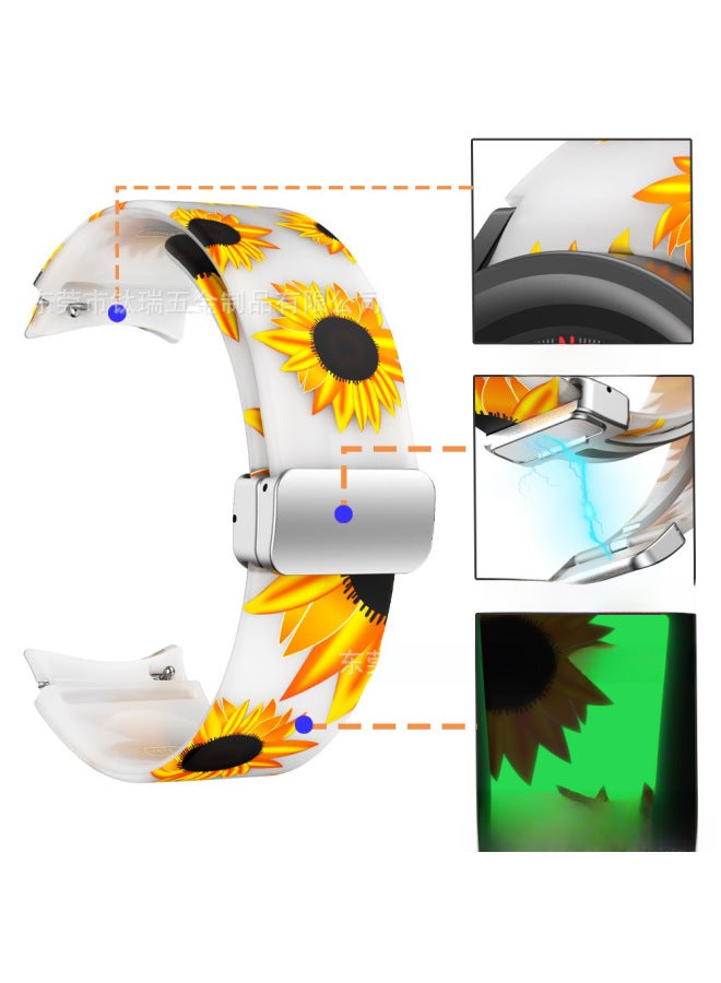 Neutral Suitable For Samsung Watch5 Pro Printed Silicone Strap Watch6/5/4 Magnetic Folding Buckle Smart Watch Strap - Image 2