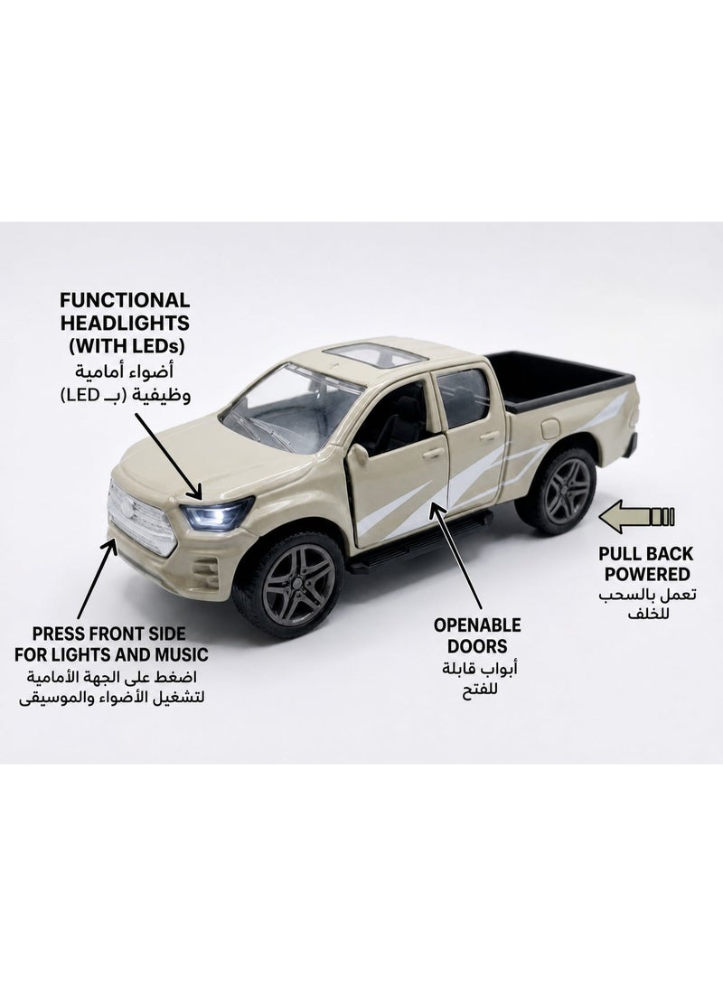 TOOLY Die-cast pull-back metal Pickup Utility Truck with music, lights, and manual doors  , Pack size 15.8x6x6.8 CM. - Image 4