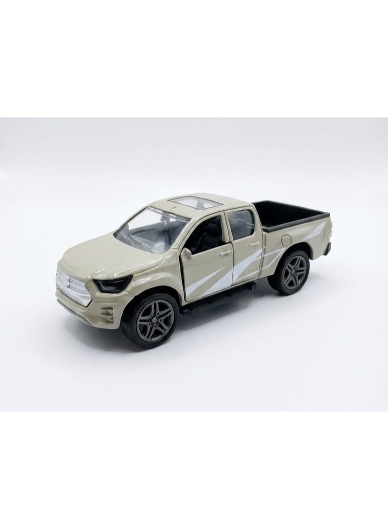 تولي شاحنة بيك أب متعددة الاستخدامات معدنية مصبوبة بالقوالب (Die-cast) تعمل بنظام السحب للخلف، مزودة بالموسيقى والأضواء وأبواب يدوية الفتح، بحجم عبوة 15.8 × 6 × 6.8 سم. - Image 4