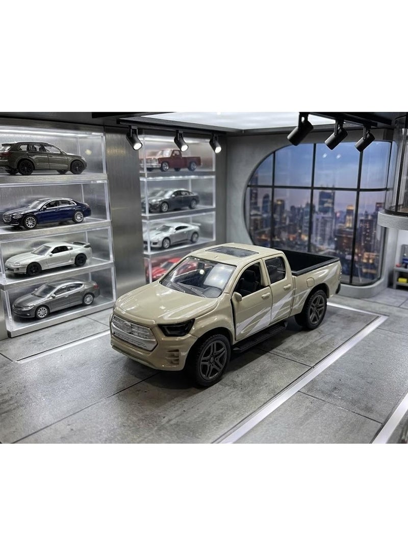 تولي شاحنة بيك أب متعددة الاستخدامات معدنية مصبوبة بالقوالب (Die-cast) تعمل بنظام السحب للخلف، مزودة بالموسيقى والأضواء وأبواب يدوية الفتح، بحجم عبوة 15.8 × 6 × 6.8 سم. - Image 2