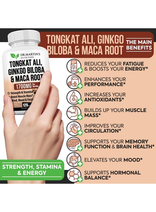 DR. MARTIN'S NUTRITION 1700mg Tongkat Ali, Maca Root & Ginkgo Biloba Supplement | 120 Capsule | Boosts Test Levels, Reproductive Health & Vitality | For Energy, Stamina, Strength, Endurance, Mood, Memory & Cognitive Support - Image 2