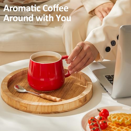 Teocera 16oz Ceramic Coffee Mugs Set of 4 – Stackable Latte Cups, Microwave, Dishwasher & Oven Safe – Ideal for Coffee, Cappuccino, Hot Chocolate, Housewarming Gifts, Red - Image 3