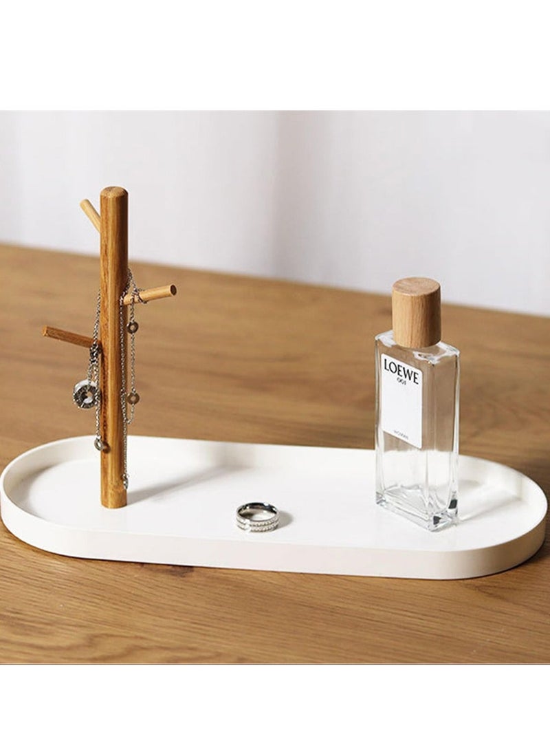 Key Tray, Jewelry Tray with Wood 3-Tier Hanging Organizer, Multi-Functional Entryway Tray, Key Bowl, Valet Tray, Ring Holder, Jewelry Dish Organizer, Wooden Storage Rack  - Image 3