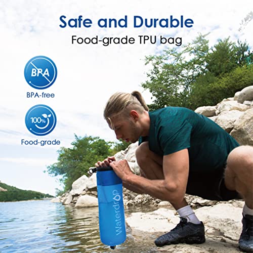 Waterdrop Gravity Water Bag for Camping, Travel, Backpacking, Hiking and Emergency, Compatible with Water Filter Straw, Flex Foldable, 1.5 Gal Bag - Image 4