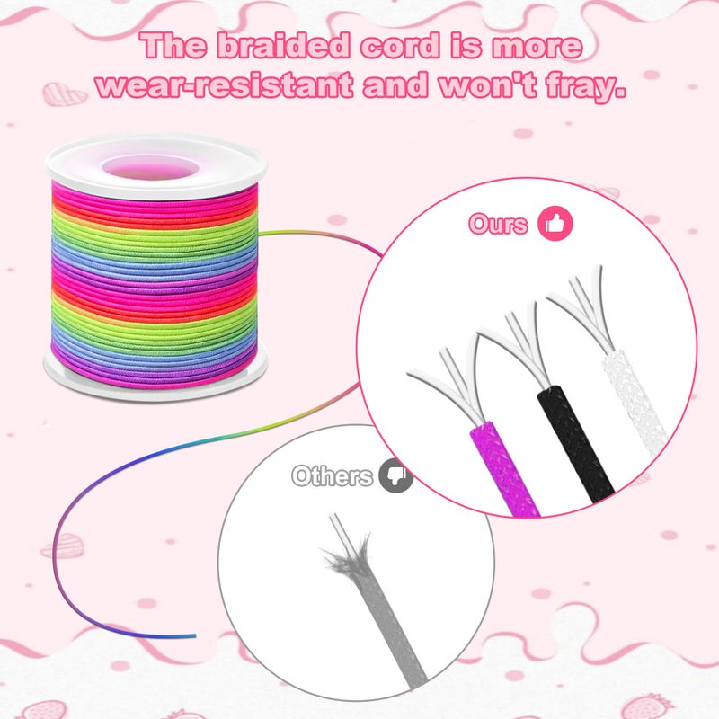 Profasion Stretchy String for Bracelets, Necklaces, Bead Stringing, Jewelry Making, Hair Braiding, and Crafts. Diameter: 1mm, Length: 330 Feet, Rainbow and Black (2 Pieces) - Image 5