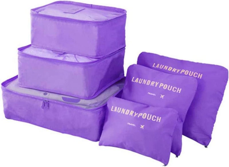 TOCINGO 7 pc / 6 pc Travel Oraganizer Packing cubes kit, Sapace Saver Multi use Bag for Men and Women, Clothes packing cubes for travel, Cupboard Oraganizer cubes (6 POUCH-PURPLE) - Image 1