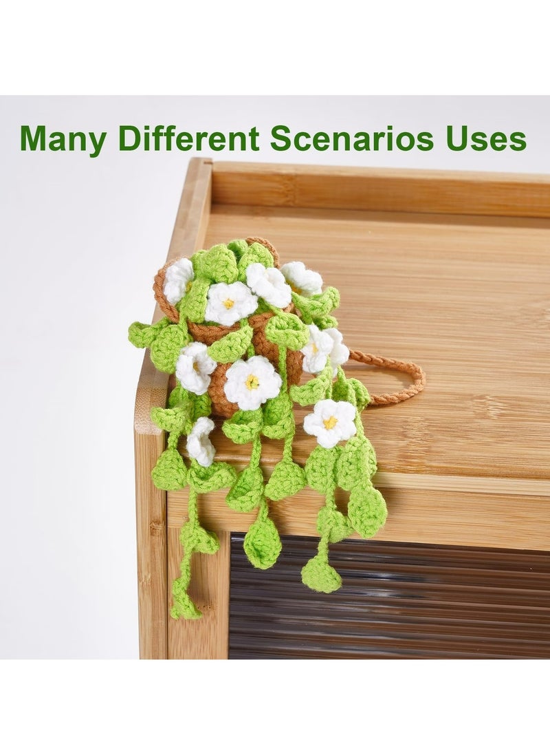 إكسسوارات تعليق مرآة السيارة، ديكور مرآة الرؤية الخلفية للسيارة، زينة معلقة على شكل أوركيد كروشيه لطيفة للنساء، نبات قلادة للهدايا - محبوك يدويًا - Image 5