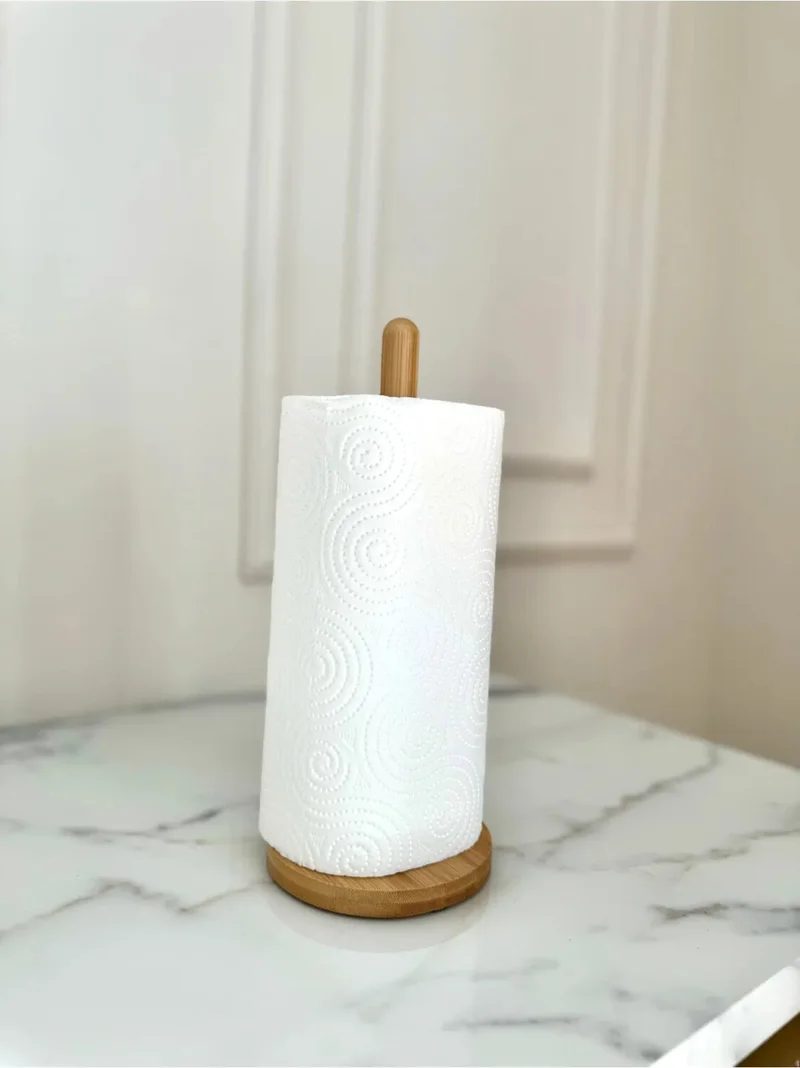 Mottogo Bamboo Paper Towel Holder, Roll Paper Towel Holder, Decorative Napkin Holder Oval
