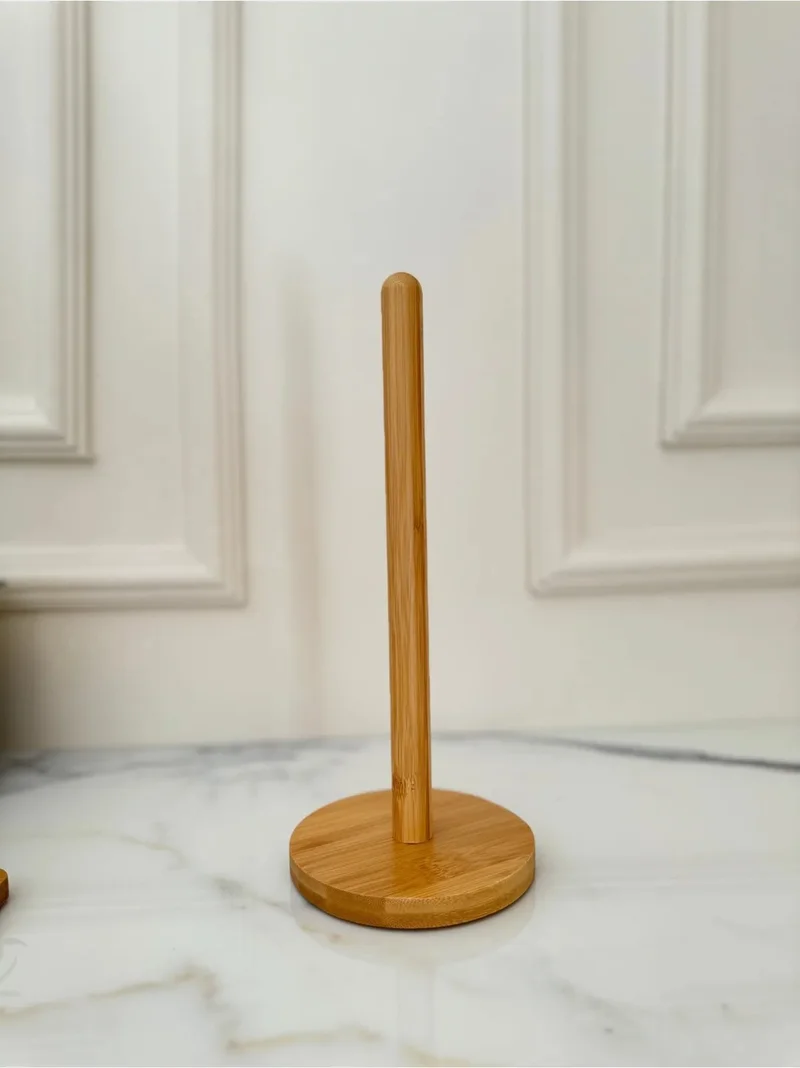 Mottogo Bamboo Paper Towel Holder, Roll Paper Towel Holder, Decorative Napkin Holder Oval
