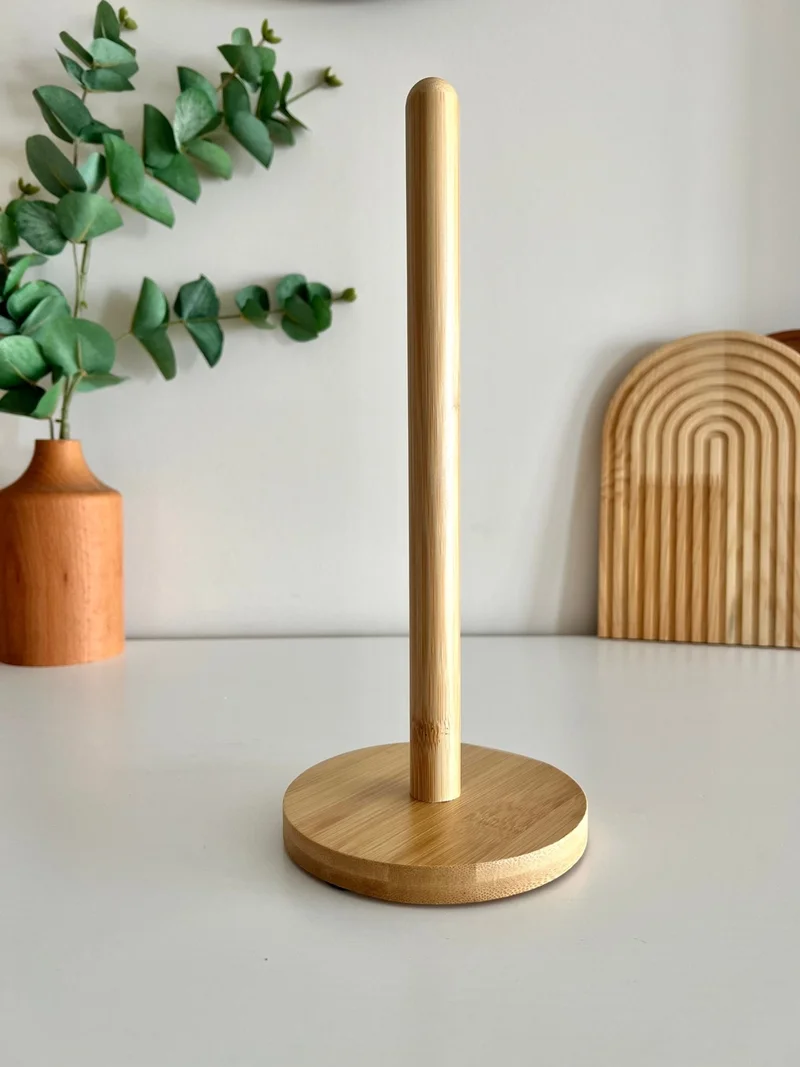 Mottogo Bamboo Paper Towel Holder, Roll Paper Towel Holder, Decorative Napkin Holder Oval