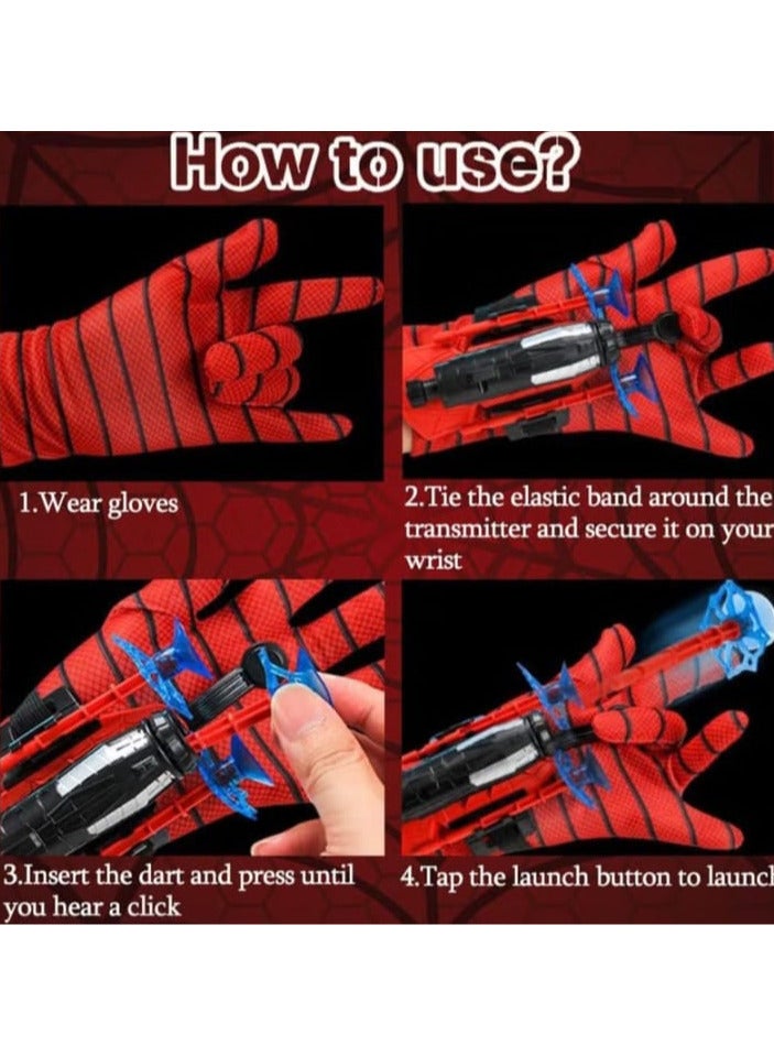 Spider Web Launcher Glove Toy for Kids, Spider Hero Gloves, Launcher Toy, Wrist Play Set, Glove Launcher for Dress Up, Plastic, Red - Image 2